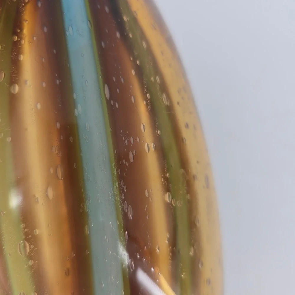 Art Glass Sommerso Pier One Vase Amber Blue Controlled Bubble MCM Style